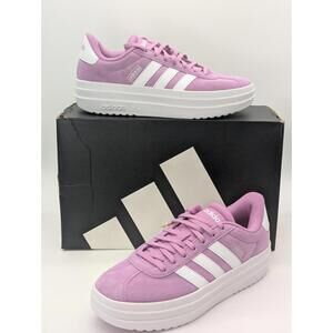 Adidas VL Court Bold Platform Sneaker, Purple White Womens Size 7 / Girls 6Y New